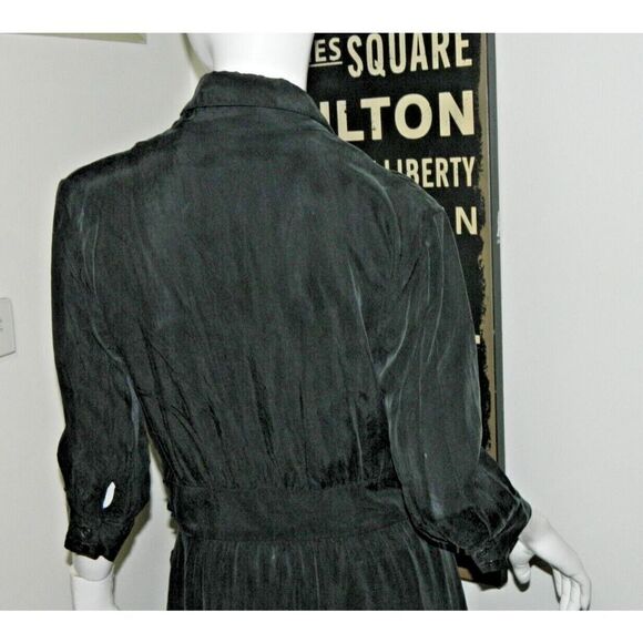 ba&sh Dress Size Large 3 Black Aimee Midi Wrap Collared Pockets  Dress - Picture 4 of 16